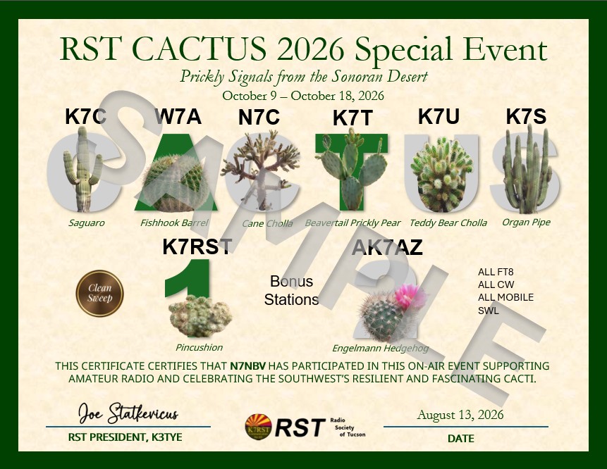 Example CACTUS Hunter Certificate
